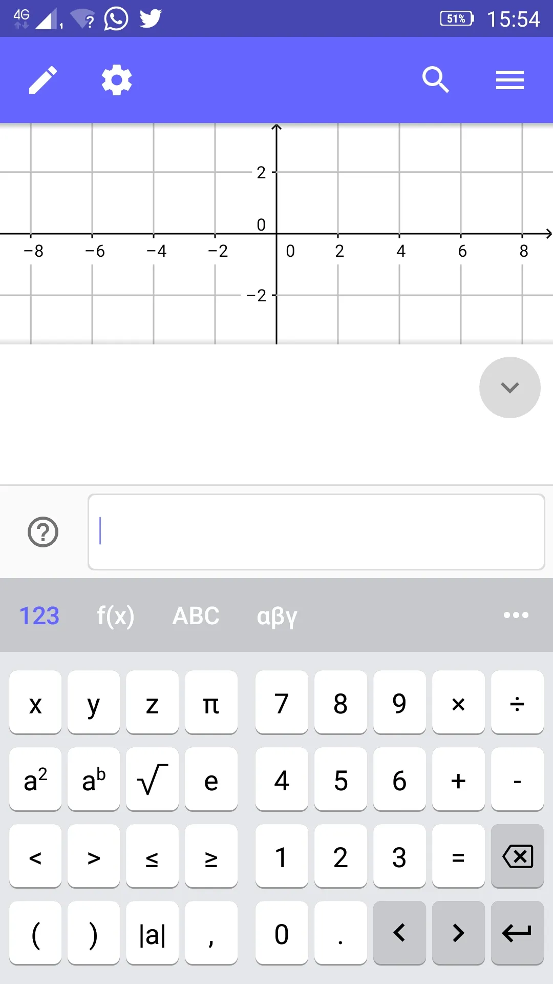 Pantalla inicial de la app, señalando el teclado numérico.